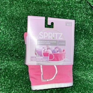 SPRITZ Easter Basket Liner D Monogram Pink/Purple reversible NEW